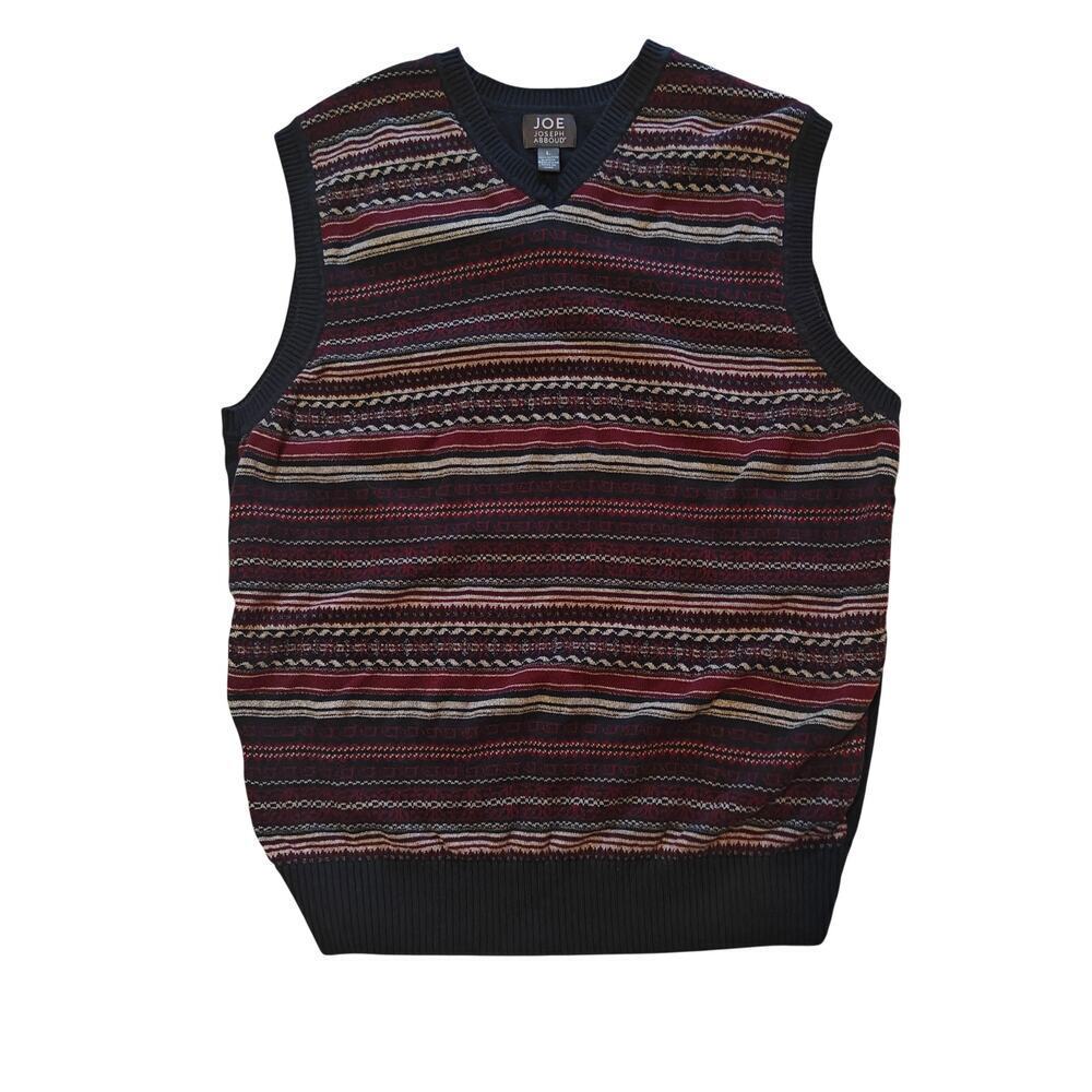 Joe Joseph Abboud Fair Isle Sweater Vest V-Neck Multicolor Size L